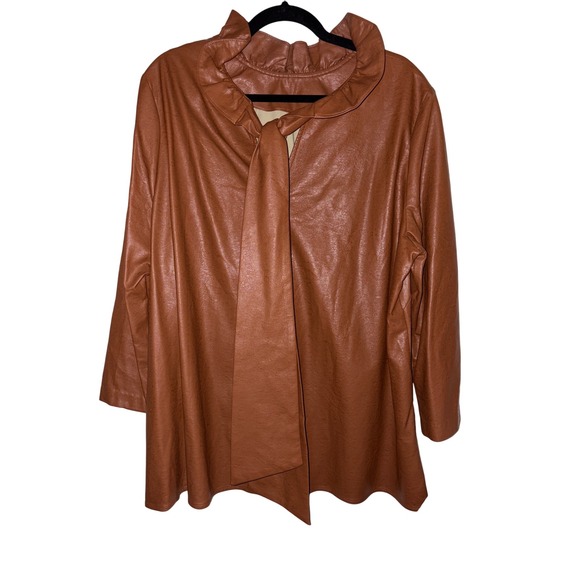 Tuckernuck Faye Blouse in Cognac Faux Leather Blouse XXXL = 18 US - Picture 5 of 10